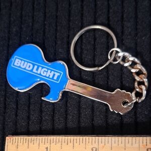 Bud Light Blue Guitar Bottle Opener Keychain